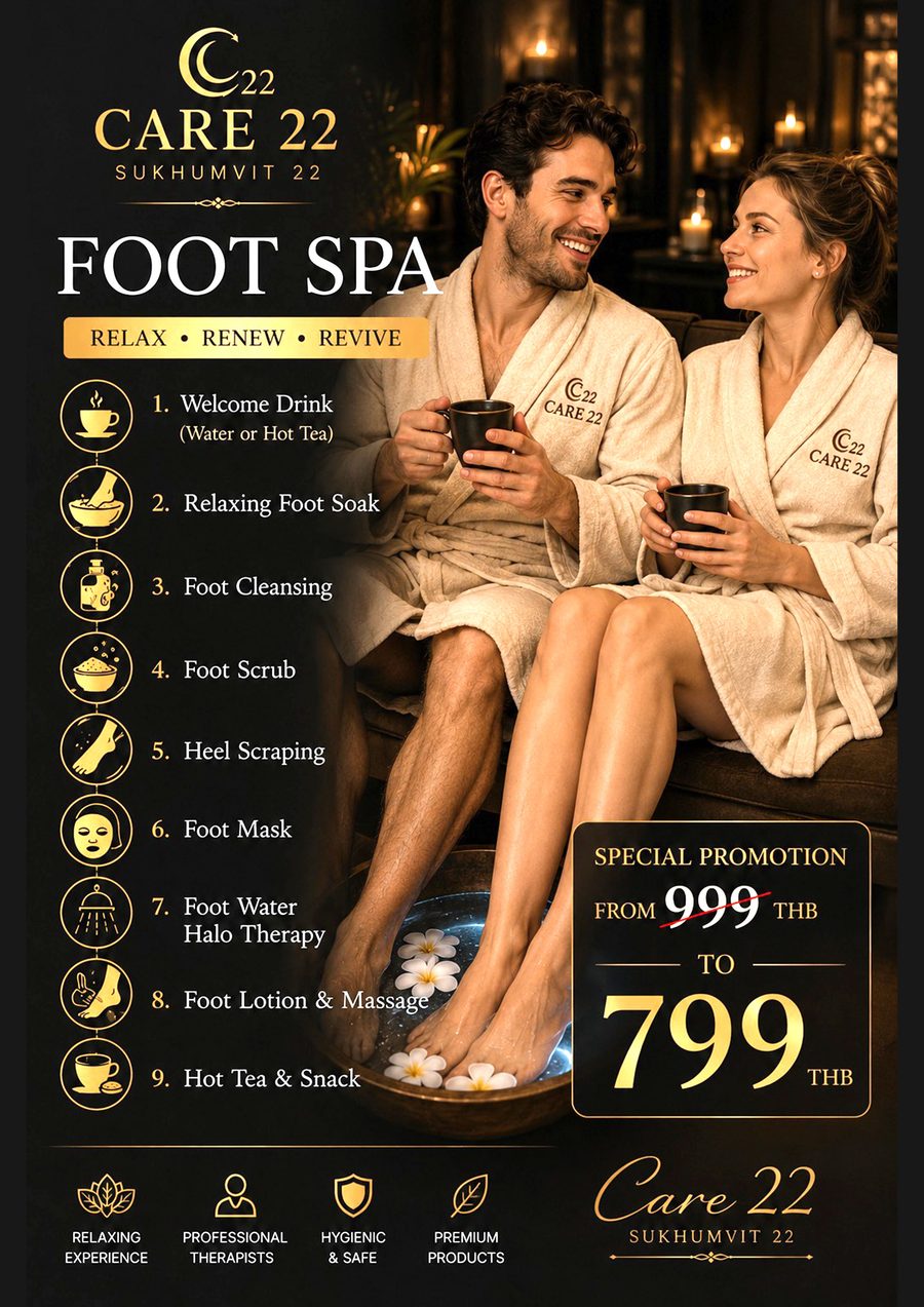 Foot Spa menu at Care 22 — 60 minutes, 799 ฿