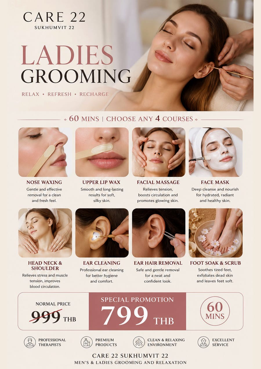 Women's Grooming menu at Care 22 — 60 minutes, 799 ฿